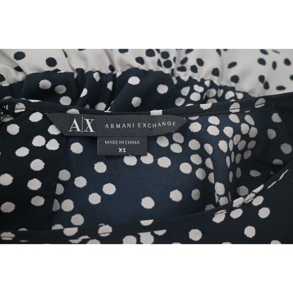 A/X Armani Exchange Twee Black Polka Dot Mini Dress XS Flutter Sleeves No Belt - Picture 13 of 15
